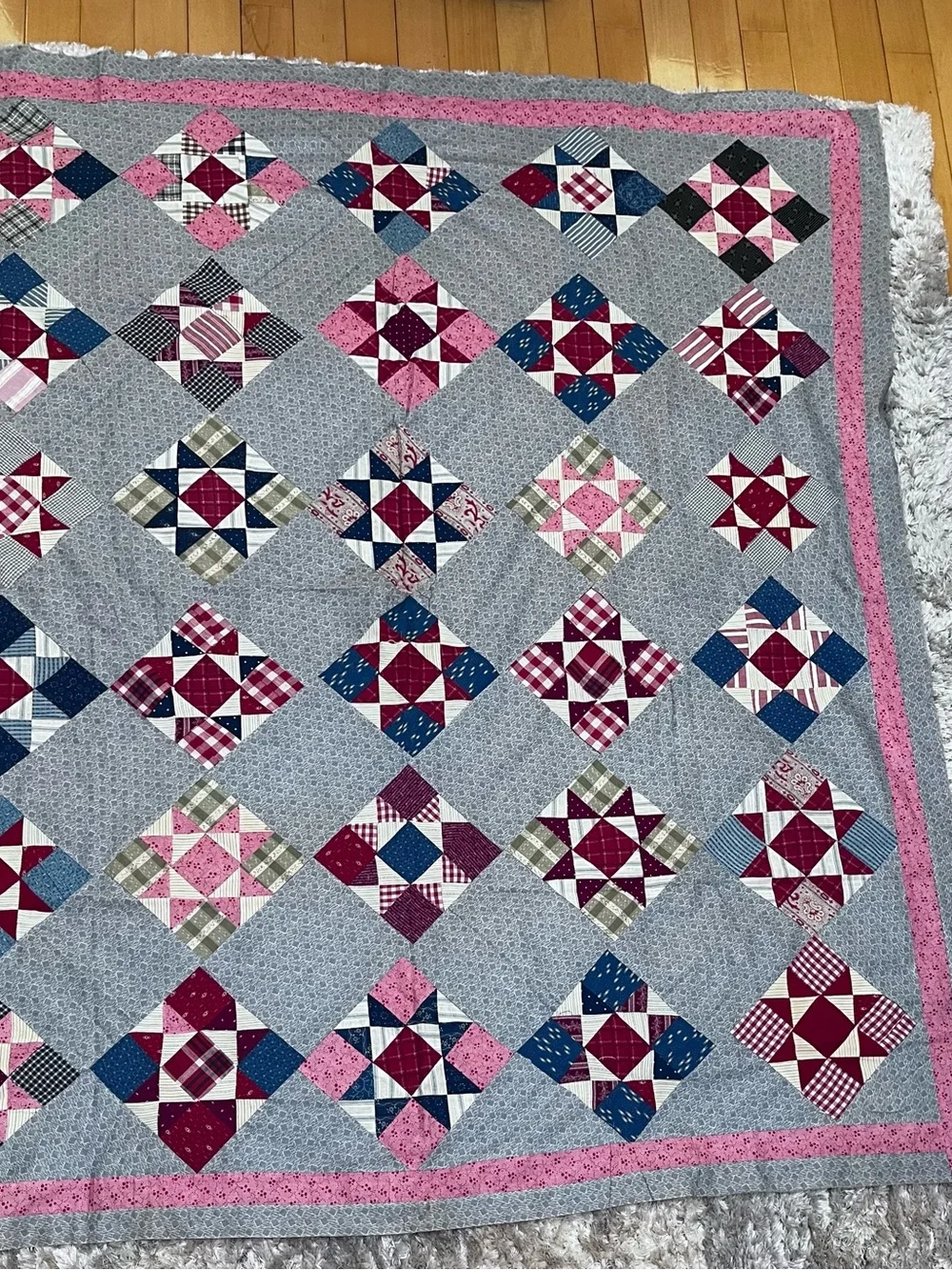 Antique 1890s Patchwork Quilt Top Nine Patch 78